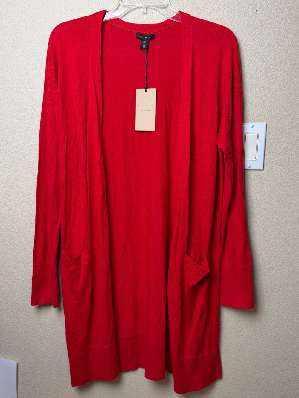 Halogen Red Long Cardigan NWT